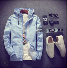 Load image into Gallery viewer, 2019 New Men Thin White Jacket Hooded Comfortable Yong Men Boy Casual Coat Student Windbreaker Jacket Plus Size