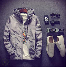 Load image into Gallery viewer, 2019 New Men Thin White Jacket Hooded Comfortable Yong Men Boy Casual Coat Student Windbreaker Jacket Plus Size