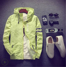 Load image into Gallery viewer, 2019 New Men Thin White Jacket Hooded Comfortable Yong Men Boy Casual Coat Student Windbreaker Jacket Plus Size