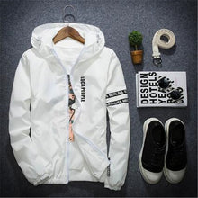 Load image into Gallery viewer, Spring Autumn Men Thin Army Green Jacket With Hooded Slim Fit Yong Men Boy Coat Student Windbreaker Jacket Red White Black Color