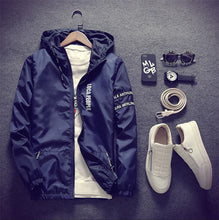 Load image into Gallery viewer, Spring Autumn Men Thin Army Green Jacket With Hooded Slim Fit Yong Men Boy Coat Student Windbreaker Jacket Red White Black Color