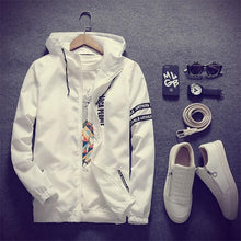 Load image into Gallery viewer, Spring Autumn Men Thin Army Green Jacket With Hooded Slim Fit Yong Men Boy Coat Student Windbreaker Jacket Red White Black Color