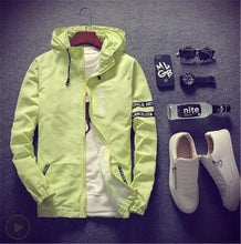 Load image into Gallery viewer, Spring Autumn Men Thin Army Green Jacket With Hooded Slim Fit Yong Men Boy Coat Student Windbreaker Jacket Red White Black Color