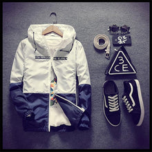 Load image into Gallery viewer, New Spring Autumn Casual Jacket Men With Hooded Patchwork Slim Fit Yong Men Boy Coat Student Windbreaker Jacket Male Outwear