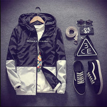 Load image into Gallery viewer, New Spring Autumn Casual Jacket Men With Hooded Patchwork Slim Fit Yong Men Boy Coat Student Windbreaker Jacket Male Outwear