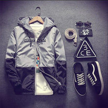 Load image into Gallery viewer, New Spring Autumn Casual Jacket Men With Hooded Patchwork Slim Fit Yong Men Boy Coat Student Windbreaker Jacket Male Outwear
